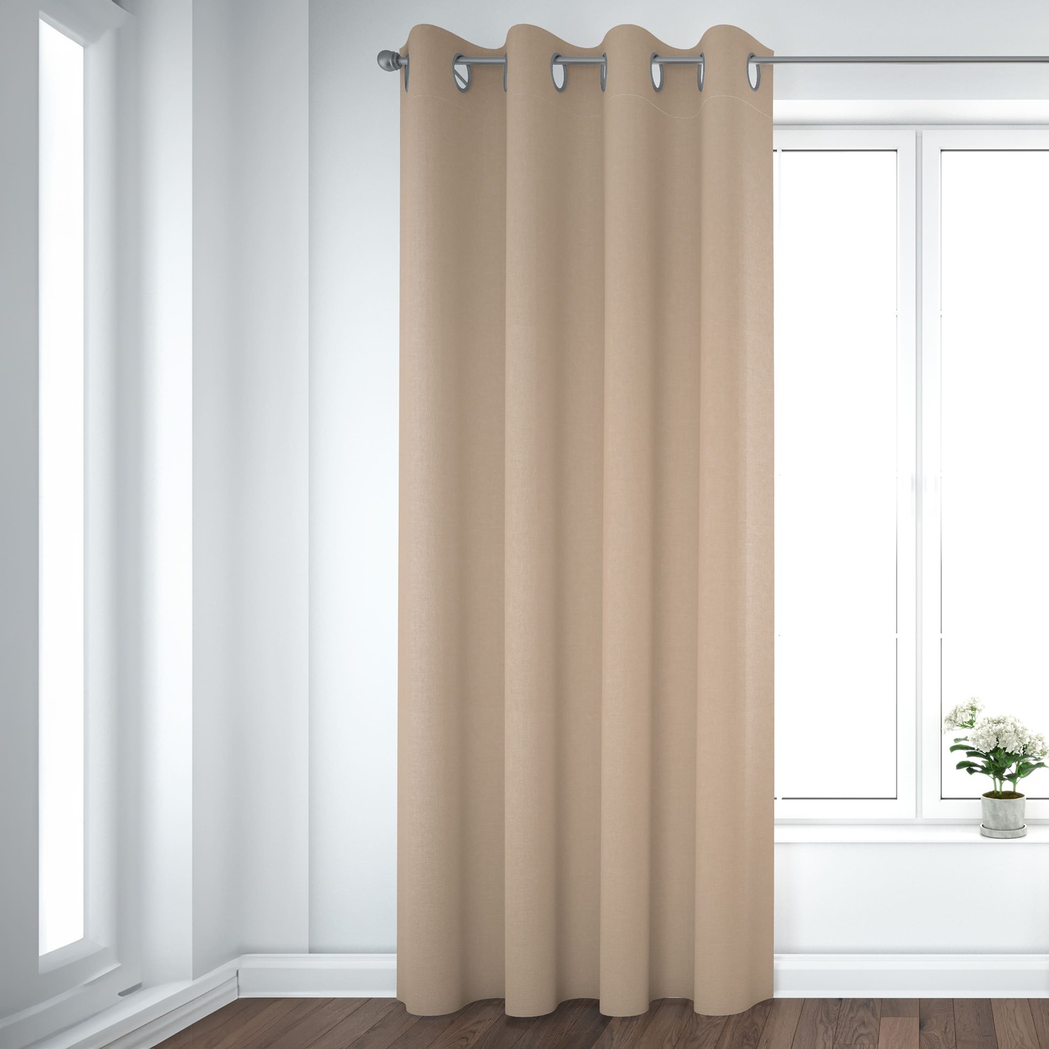 ΒΑΜΒΑΚΕΡΗ ΚΟΥΡΤΙΝΑ SOLID BEIGE140Χ260 ΜΕ ΤΡΟΥΚΣ